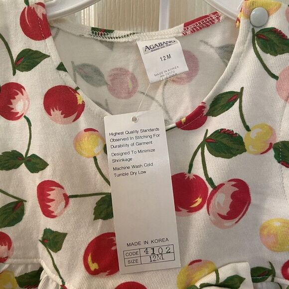 Agabang Cherry 2 Piece Ruffle Top and Pants Set Baby Girls Size 12 Months NWT - Picture 4 of 8